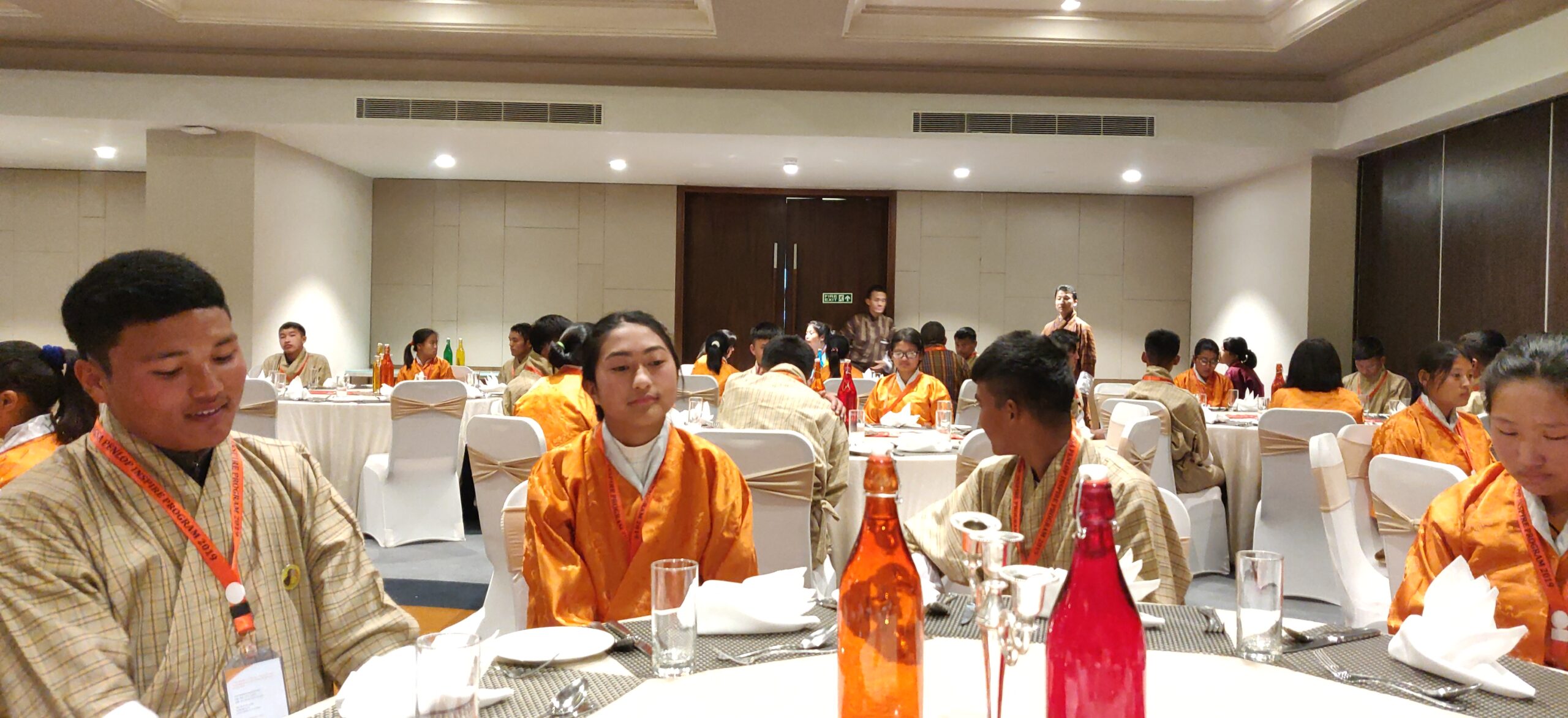 Students at the reception dinner at Le Meridien, Thimphu